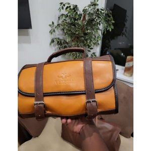 Foldable Hanging Leather Travel Toiletry Bag for Men